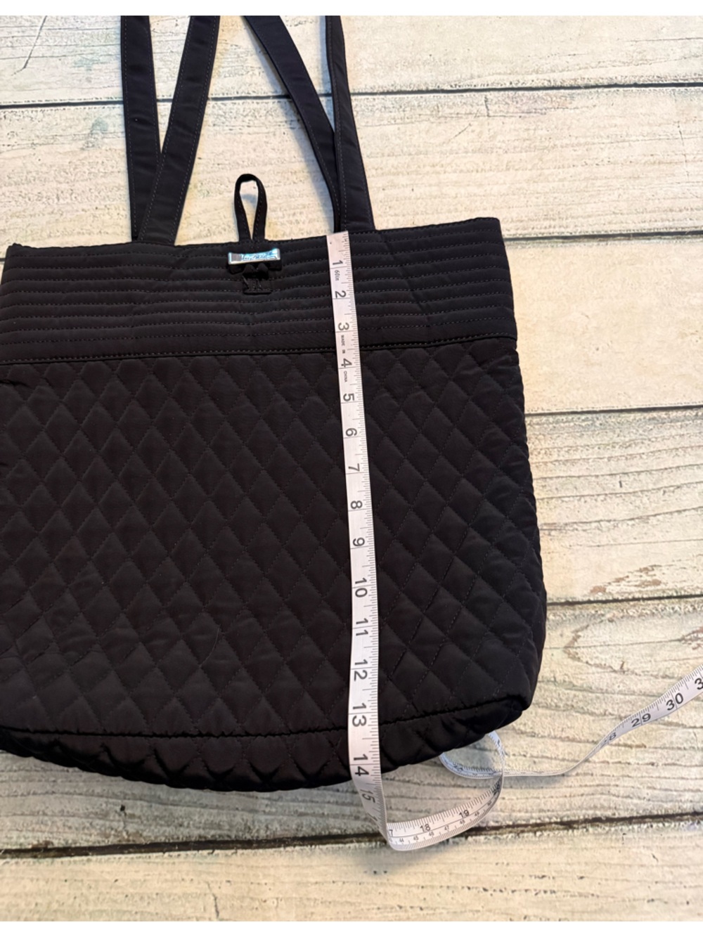 Vera Bradley Microfiber Quilted Tote Bag in black. Purse. - Picture 7 of 10